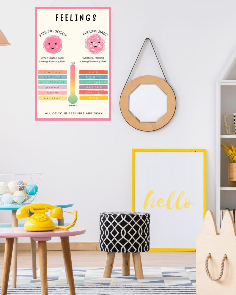 Feelings Chart for Children - Printable (PNG or PDF File) Emotions ...