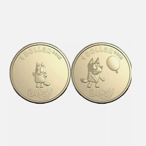 Bluey & Bingo Buck Pair 2024 Set of 2 One Dollar Coins Blue Australia - UNC