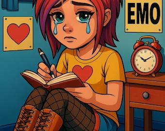 Libro para colorear digital con temática EMO (adultos y niños)