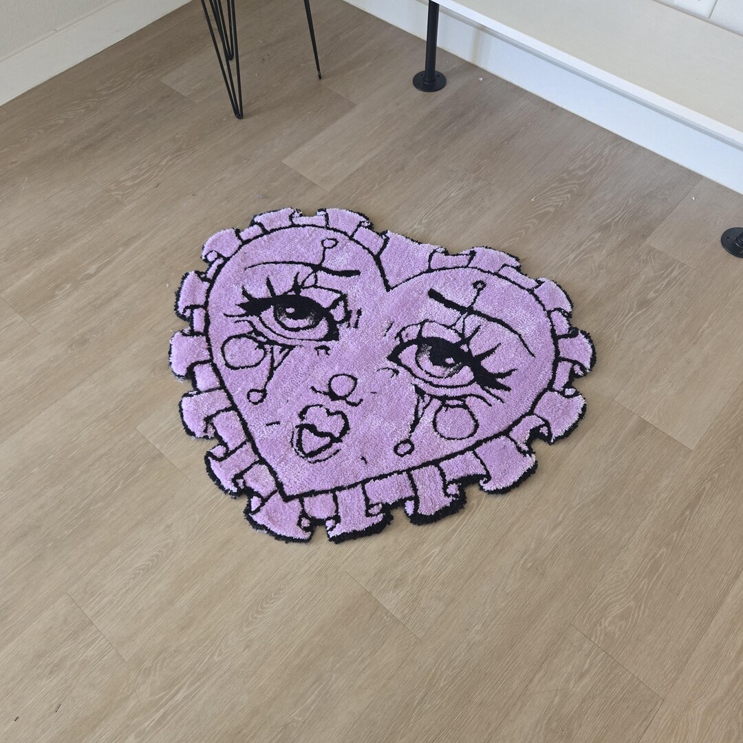 Purple Clown Heart Rug - Etsy