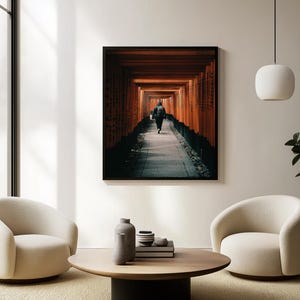 Stampa di Fushimi Inari, fotografia dei cancelli Torii di Kyoto, arte murale di sentieri giapponesi, decorazioni spirituali del Giappone, stampa artistica di viaggio senza cornice