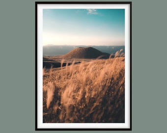 阿蘇山（日本）のウォールアート、火山風景写真プリント、阿蘇山