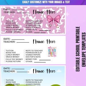 Editable School Envelope Template | Printable Envelope | Customizable Back to School Money Envelope | Note Envelope | Canva Instant Download
