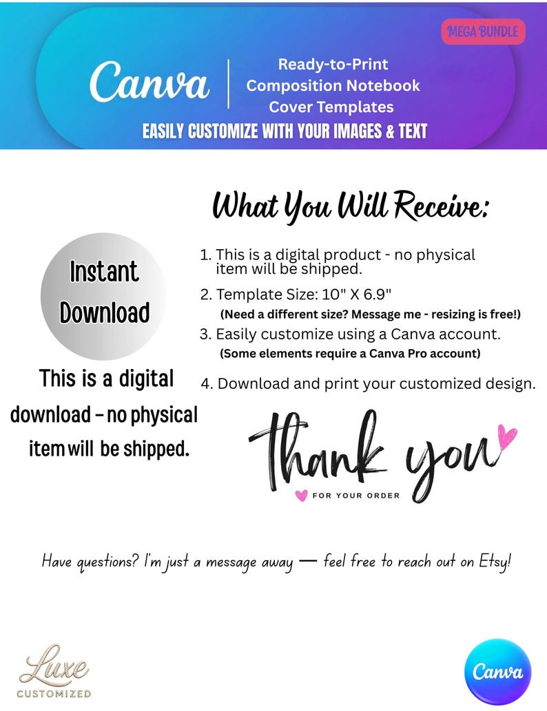 33 Composition Book Cover Canva Templates | Mega Bundle | 9.75 X 7.5 ...