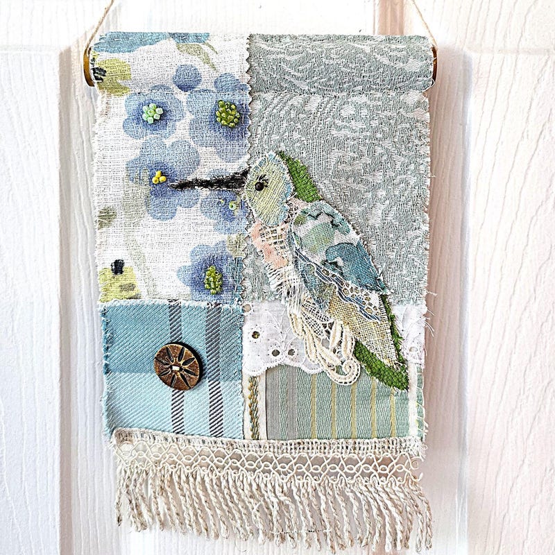 Image showcasing Slow Stitch Textile Wall Hanging - Etsy
