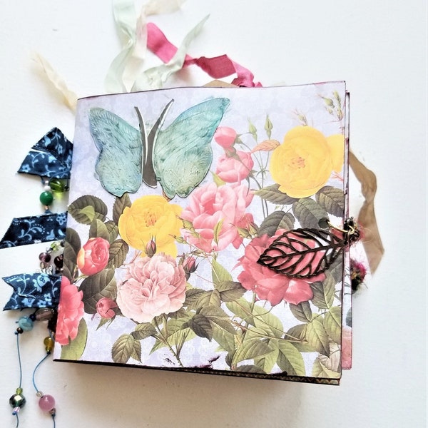 Handbound Gardening Junk Journal with Pockets and Journaling Tags - Handmade Notebook - Recipe Journal