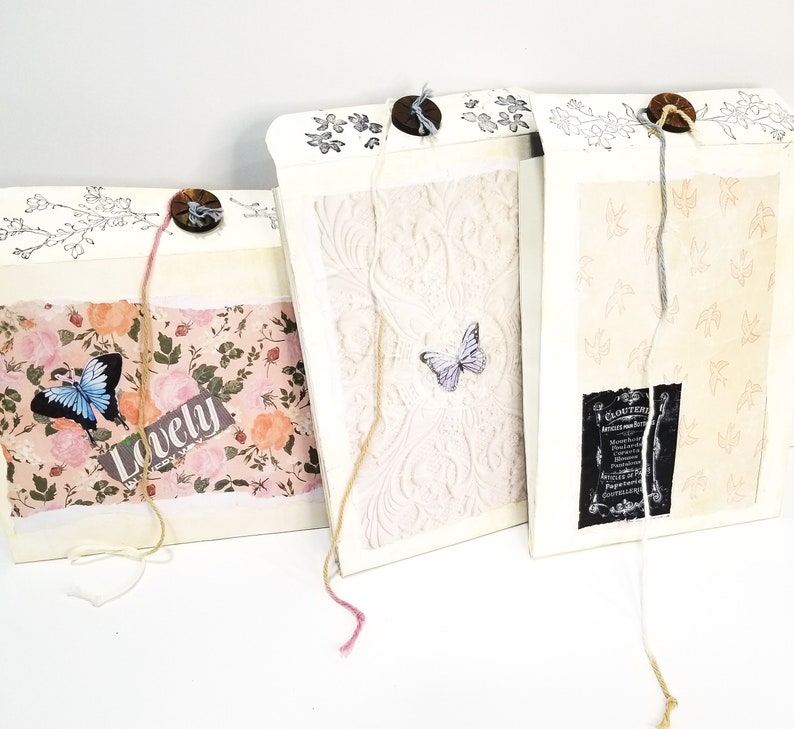 Junk Journal Pouch Envelopes Set of Three Junk Journal Pockets Paper Junk Journal Gusset Envelopes Junk Journal Inserts image 8