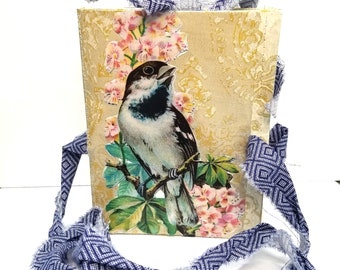 Bird Art Journal - Handmade Pocket Journal - Gift for Bird Lovers