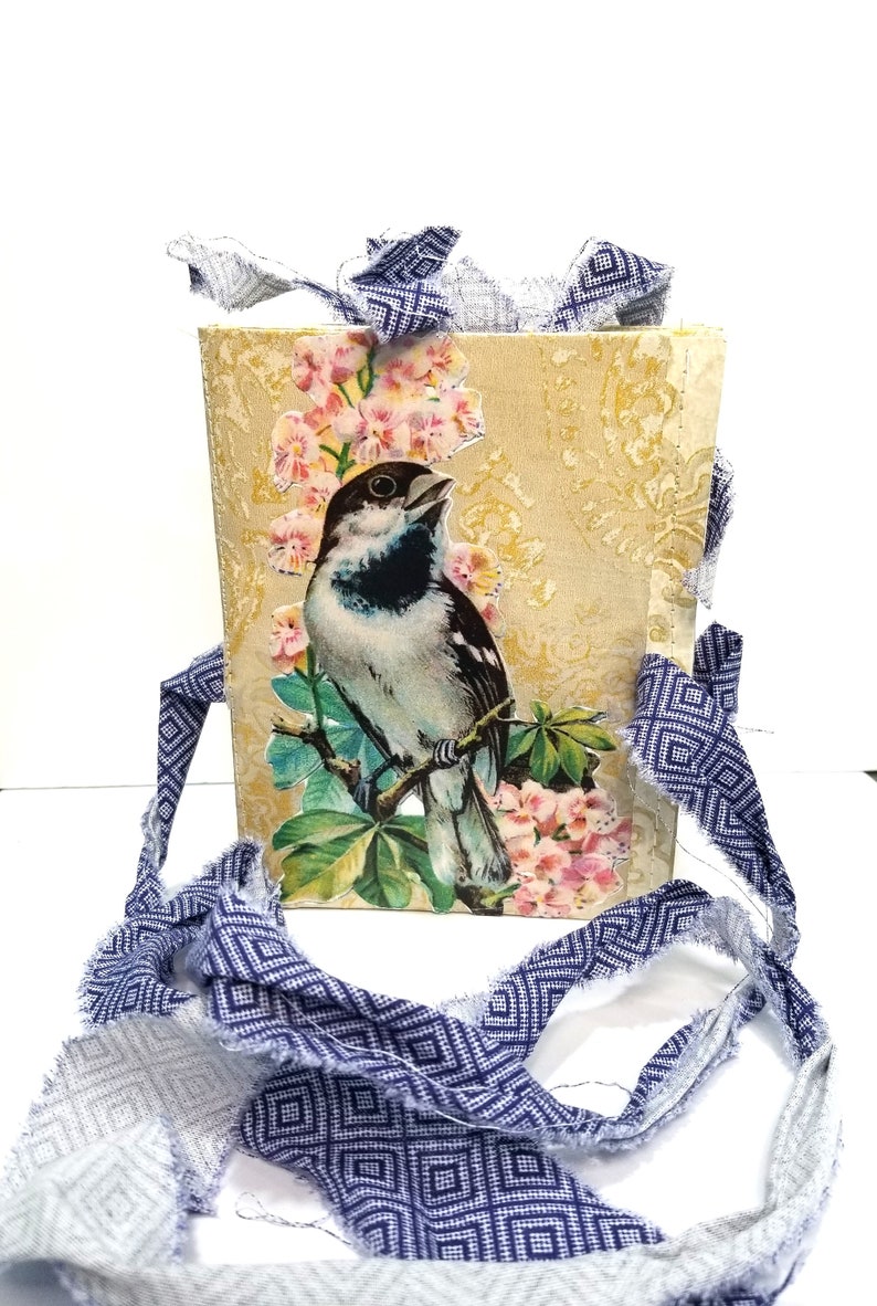 Bird Art Journal Handmade Pocket Journal Gift for Bird Lovers image 1