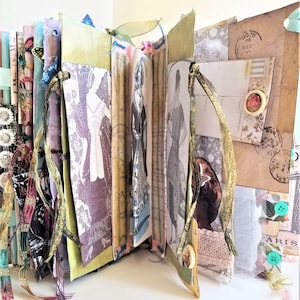 Altered Book Fashionable Ladies and Flowers Theme - Original Mixed Media Collage Journal