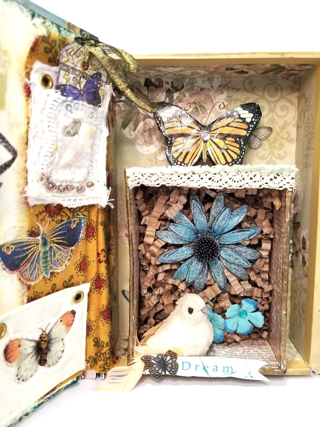 Nature Themed Collage Art Mixed Media Assemblage Garden Inspired 3D
