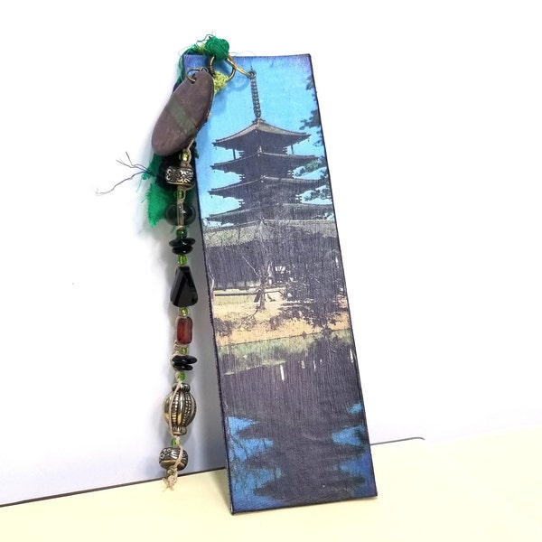 Handmade Bookmark - Traditional Japanese Pagoda Design - Unique Bookmark with Beaded Tassel - Reading Gifts - Book Lover Gift