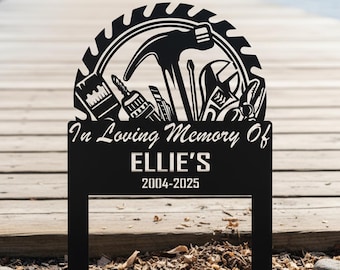 Personalized Carpenter Tools Handyman Memorial Stake, Custom Mechanic Memorial Stake, Repairman Grave Marker, In Loving Memory Garden Stake