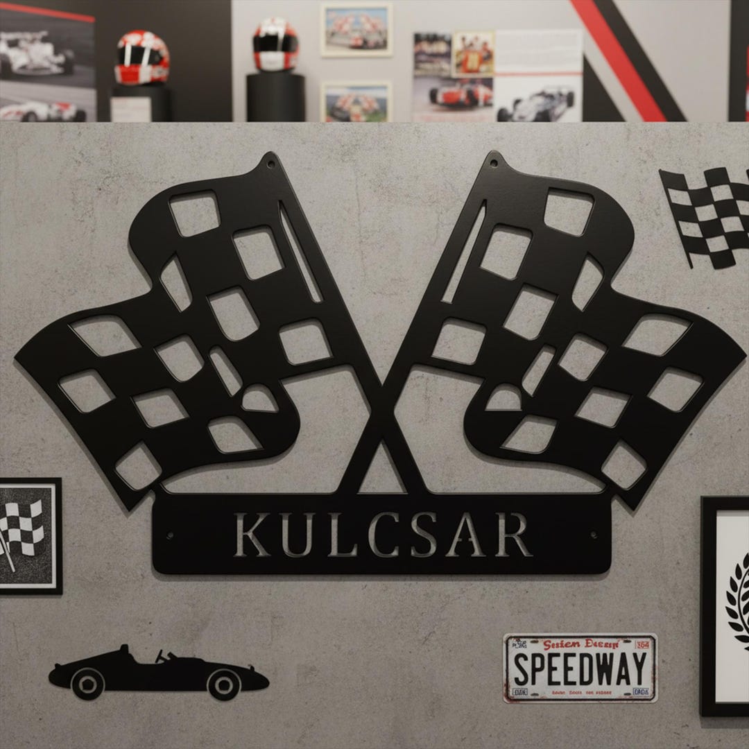 Custom Checkered Flag Racing Sign, Checkered Flag Race Name Sign ...