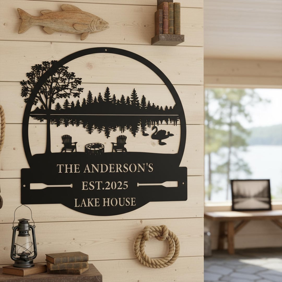 Custom Lake House Metal Sign, Personalized Family Name & Est. Year ...