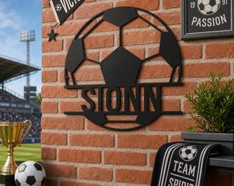 Personalized Sports Metal Wall Sign, Custom Sport Soccer Football Hockey Tennis Volleyball Baseball Lacrosse Field Hockey Bedroom Decor