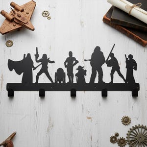 Character Silhouettes Holder and Hanger, Sci-Fi Entryway Display, Metal Key Hangers, Modern Functional Wall Decor, Coat Rack, Fantasy Gift