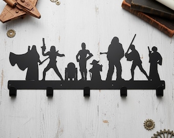 Character Silhouettes Holder and Hanger, Sci-Fi Entryway Display, Metal Key Hangers, Modern Functional Wall Decor, Coat Rack, Fantasy Gift