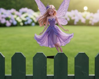 Whimsical Purple Fairy Stake, Outdoor Lawn Decor, Flower Pot Garden Decor, Garden Decor, Fairy Outdoor Garden Art, Garden & Fence Decor