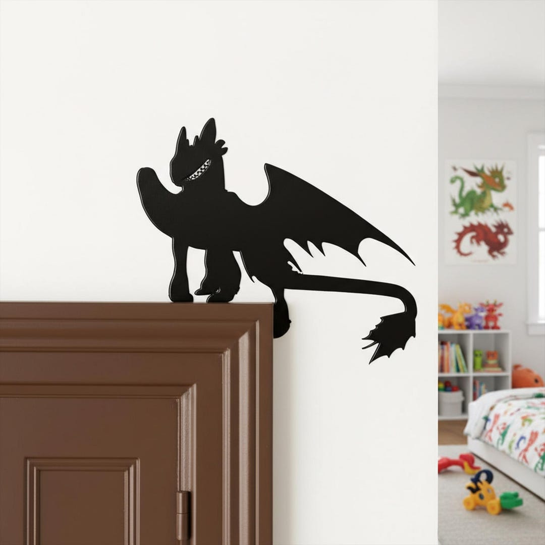 Dragon Silhouette Door Topper, Toothless Metal Door Frame Topper, How ...