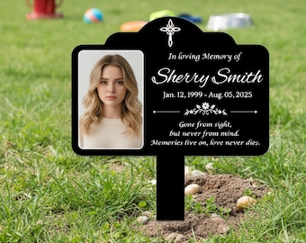 Custom Memorial Garden Stake, Personalized Photo Grave Marker, In Loving Memory Photo Memorial Stake, Sympathy Gift for Loss