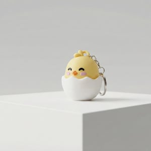 Porte-clés Poussin Fidget | Cadeau animal de la ferme imprimé en 3D | Soulagement du stress