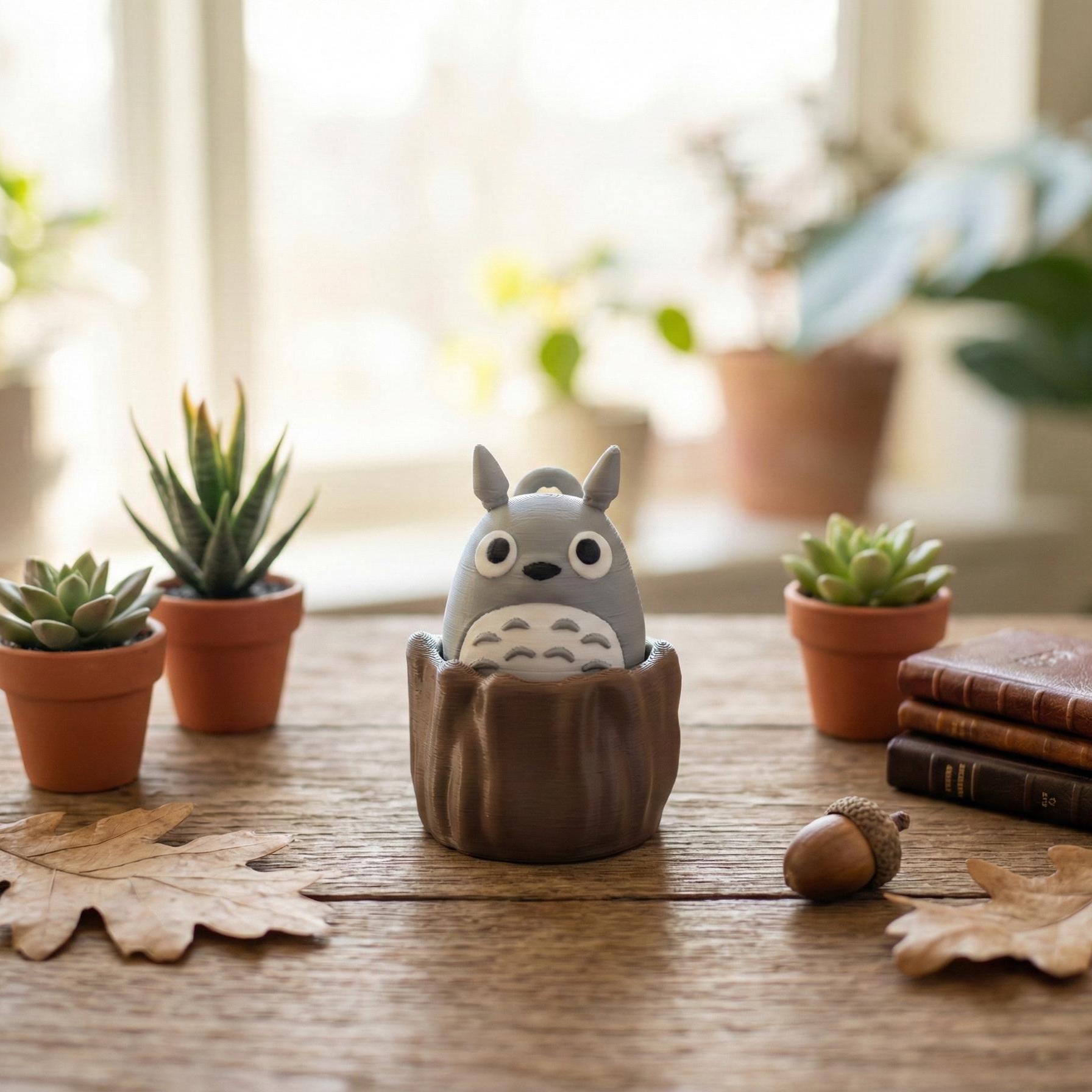 Grey Totoro Fidget Clicker Keychain Miniature Anime Bag Charm Sensory ...