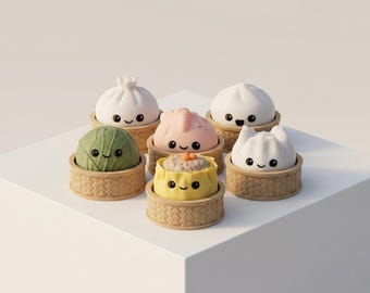 Mechanical Dim Sum Fidget Clicker Keychain • Tactile Bao Bun Toy • Choose Clicky or Silent