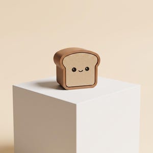 Brown Toast Fidget Clicker Keychain, 1.5 Inch Matte Plastic Kawaii Desk Toy