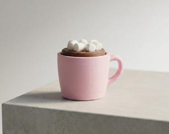 Llavero de chocolate caliente con clicker / Lindo regalo de comida / Juguete con interruptor de teclado mecánico / Taza de cacao impresa en 3D / Calcetín Kawaii