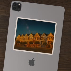 San Francisco Painted Ladies at night Instant Sticker Digital Download
