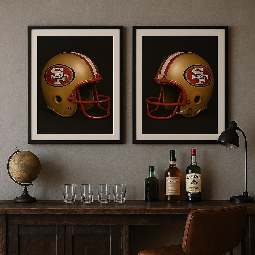 Vintage 49ers Helmet Wall Art Set | San Francisco Football Prints ...