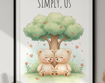 Romantic Teddy Bear Print, Simply, Us Wall Art (Digital Download)