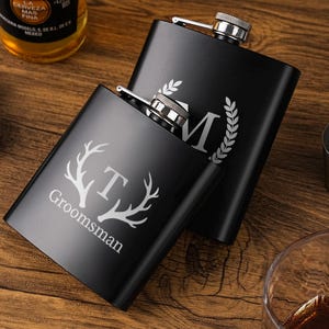 Personalized Hip Flask+Cup Set,Groomsman Flask,Bridal Party Flask,Gift for Dad,Best Man Flask Gift,Groomsmen Proposal,Engraved Flask for Men