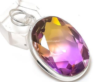 Ametrine Statement Pendant, Solid 925 Sterling Silver Pendant, Pendant, Pendant Jewelry, Anniversary Gift Pendant For Her, Stone Pendant