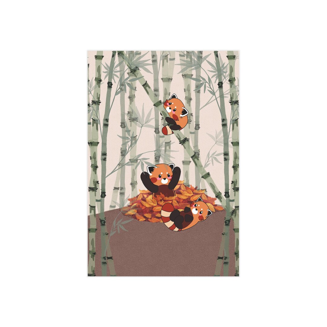 Red Panda Art Print – Playful Bamboo Decor (unframed) - Etsy