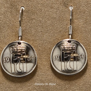 Noruega – Pendientes de moneda de 25 Øre (monograma Haakon VII)