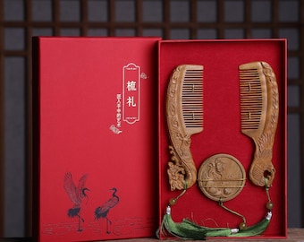 Natural Wood Handmade Hair Comb Set,Gift for Hair Care Lovers