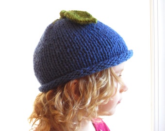 Blueberry Hat - Soft Hand Knit - Toddler Child size - Ready to Ship