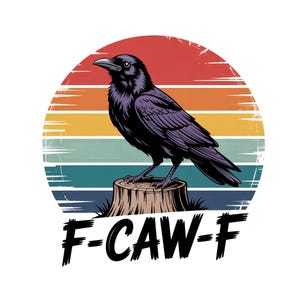 Crow Raven PNG, F-CAW-F Funny Halloween png, Dark Bird Sublimation Design, Gothic Floral Checkered PNG, Spooky Grunge Digital Download