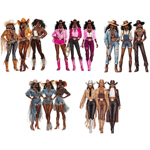 Melanin Rodeo Queen Black Cowgirls Png Bundle, Black Country Girl Sublimation Design, Black Girl Rodeo PNG, African American Western Png