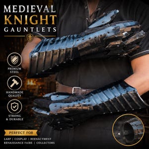 Handmade Black Medieval Claw Gauntlets Steel Armor Gloves LARP Cosplay Costume