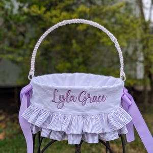 Personalized Easter Basket Liner Girls / Sabrina Option | White Seersucker