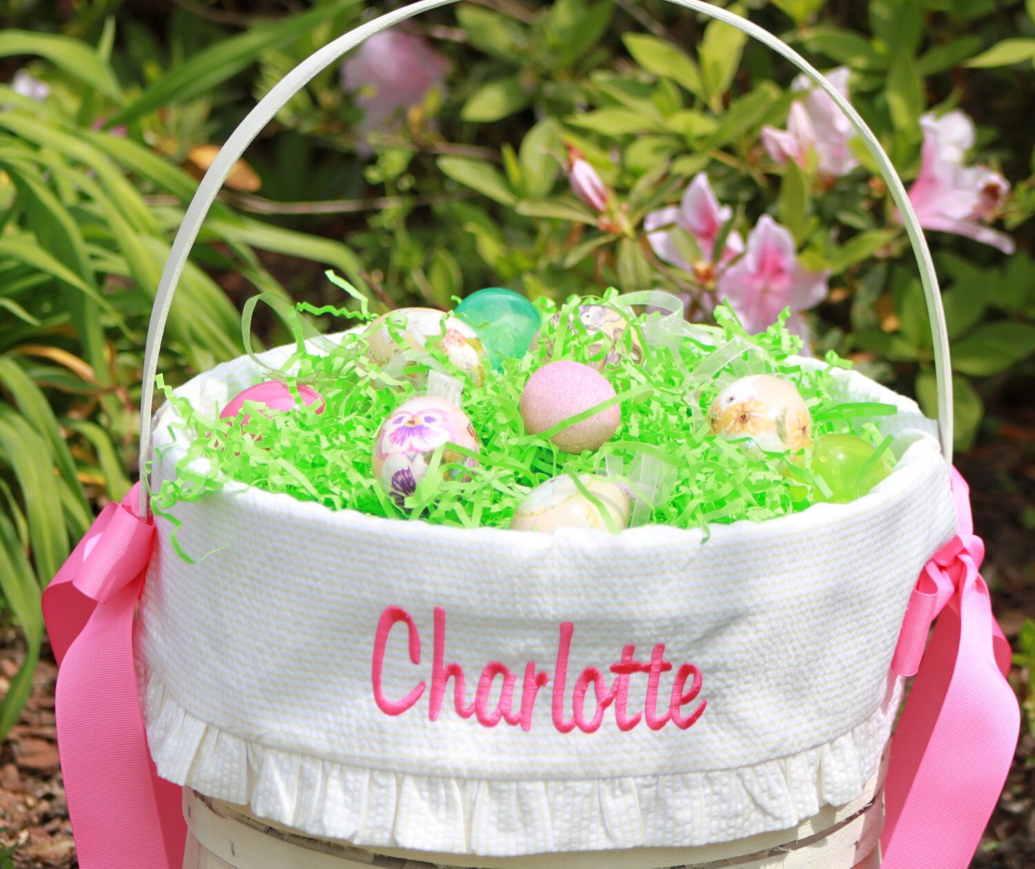 Girls Personalized Easter Basket Liner Custom Monogrammed Etsy
