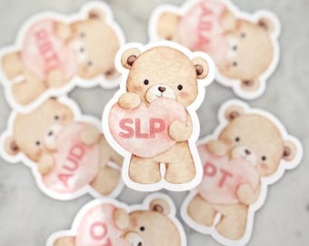 Sticker therapiebeer (slp, ot, pt, aud, aba, rbt)