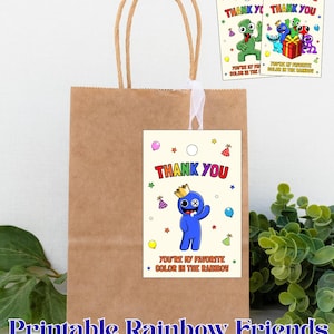 Rainbow Friends Thank You Tags: Video Game Party Favors (Digital Download)