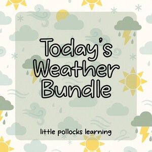 Lot imprimable météo pour enfants d'âge préscolaire | Cartes flash d'inspiration Montessori pour l'école à la maison, calques, comptage et clip, signets et page à colorier