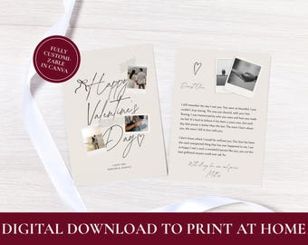Esthetische polaroid-valentijnskaart, minimalistische schriftbegroeting voor koppels, digitale downloadkaart
