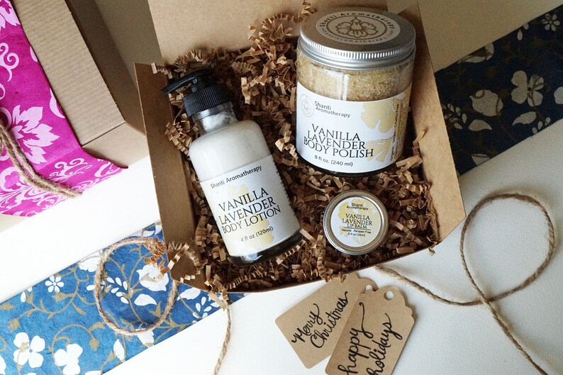 All Natural Gift Set Vanilla Lavender Self Care Gift Care Package Gifts For Mom, Gifts for Women, Office Gift image 3