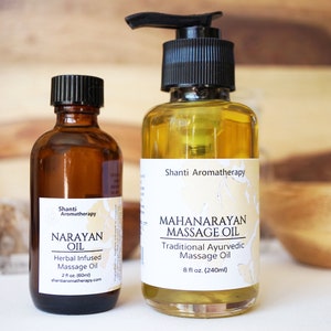 Herbal Soothing Massage Oil - Muscle Aches Ayurveda Narayan Massage Oil - Athletes Muscle Relief, Joint Aches - 2 or 4 oz